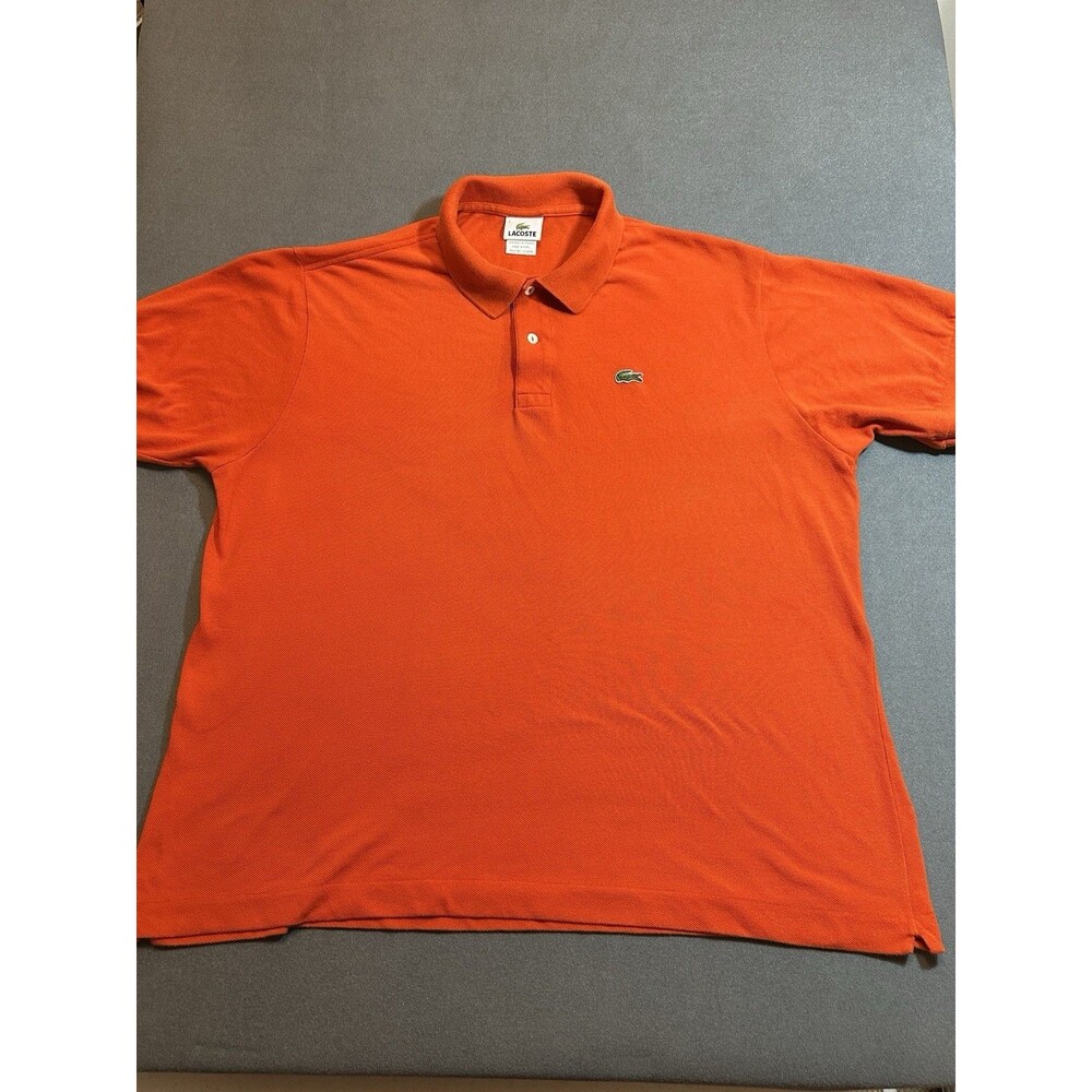 Lacoste Polo Shirt Mens Size 7 XXL Orange Short Sleeve Cotton Pique Classic Prep